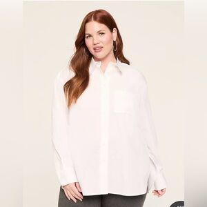 Lane Bryant White Button Down Boyfriend Shirt